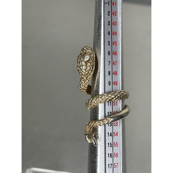 Gothic Head Snake Serpent Ring Gold plate Sterling Silver .925 Cobra Size 5.75 - Picture 3 of 5